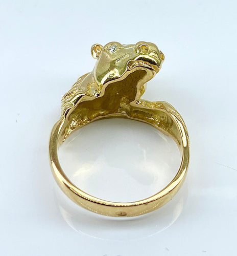 Bague 51 Bague en or jaune, tête de cheval et diamants 58 Facettes AB643