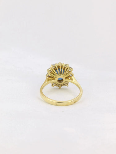 Bague Bague marguerite vintage or diamants saphir ovale 58 Facettes J164