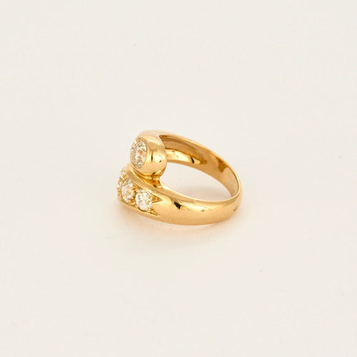 Bague 51 Bague Croisée or jaune, diamants anciens 58 Facettes
