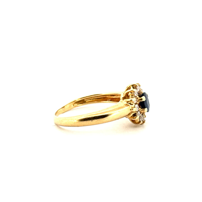 Pompadour Ring Geelgoud Saffier & Diamanten