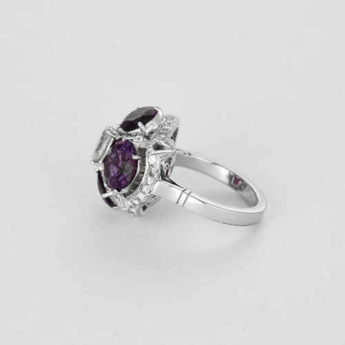 Bague 57 Bague cocktail or gris, diamants et améthystes 58 Facettes CAN11552