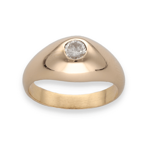 Bague 54 Bague Jonc Anglais en or jaune avec un diamant 58 Facettes