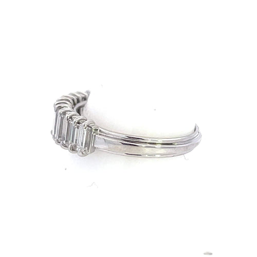 Bague 56 Bague demi-alliance en platine sertie de diamants baguette 58 Facettes
