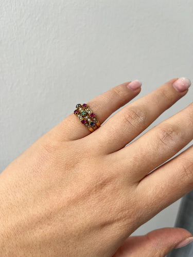 Bague 51 Bague des années 1920 avec pierres multicolores 58 Facettes