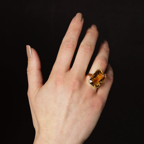 Bague 52 Bague vintage citrine 58 Facettes 25-019