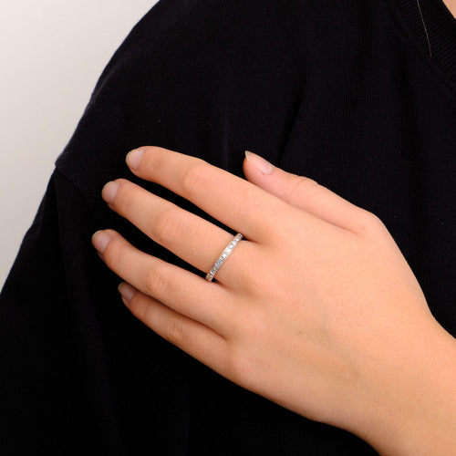 Bague 59 Alliance Diamants Or Blanc 58 Facettes