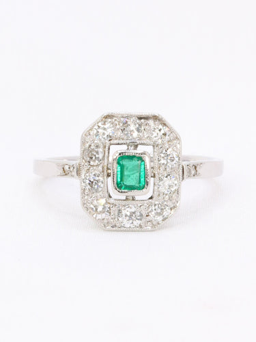 Bague 54 Bague Art Deco émeraude diamants taille ancienne 58 Facettes 1108.9