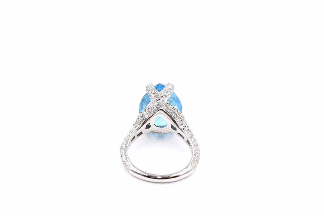 Bague 52 Bague topaze bleue et diamant 58 Facettes