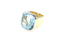 Bague 53 Bague chevalière Or jaune Platine Aigue-marine 58 Facettes 23765 / 23769