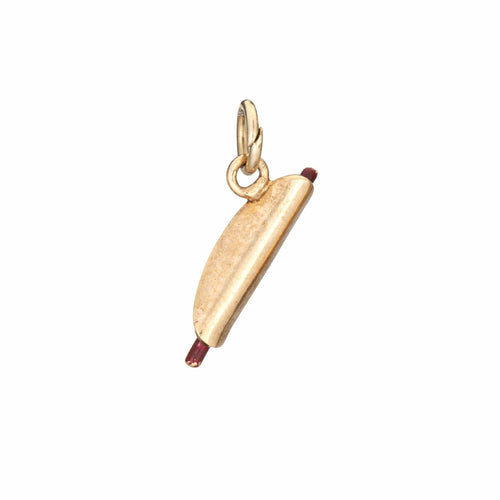 Pendentif Breloque hot-dog vintage en or jaune et émail rouge et jaune 58 Facettes G14153