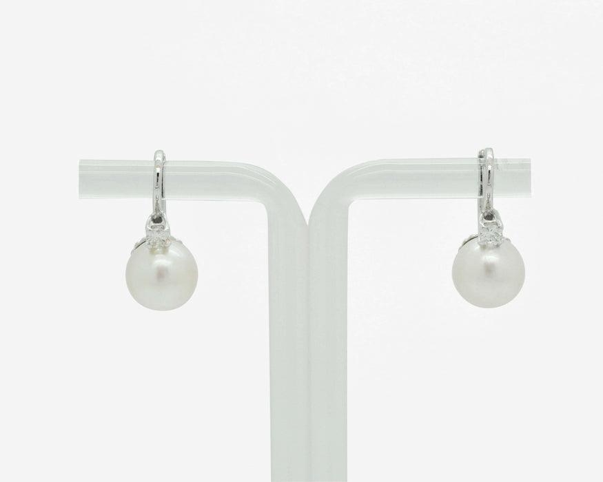 Boucles d'oreilles Boucles d'oreilles avec perle akoya et diamants 58 Facettes