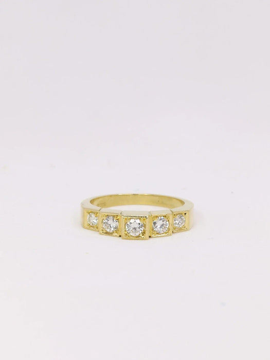 Bague 55.5 Bague vintage gradins or jaune diamants 58 Facettes J386