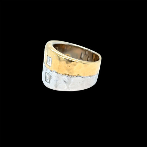 Bague 55 Bague Faraone en or jaune et blanc avec diamants taille émeraude 58 Facettes