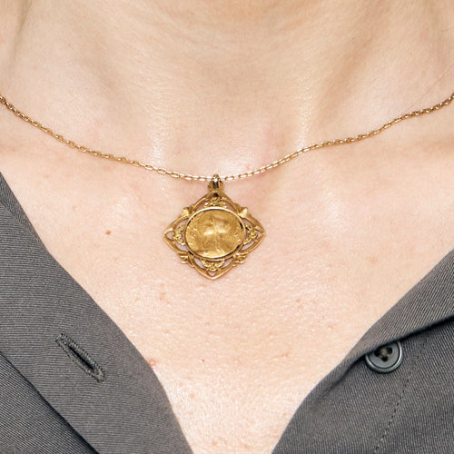 Pendentif Médaille vierge Marie or jaune 58 Facettes CHA01783