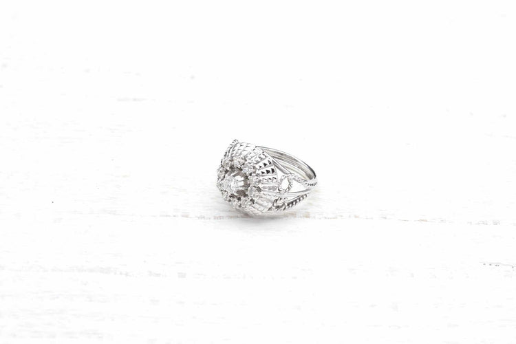 Bague 56 Bague Dôme Rétro Or blanc Diamant 58 Facettes 23794 DV