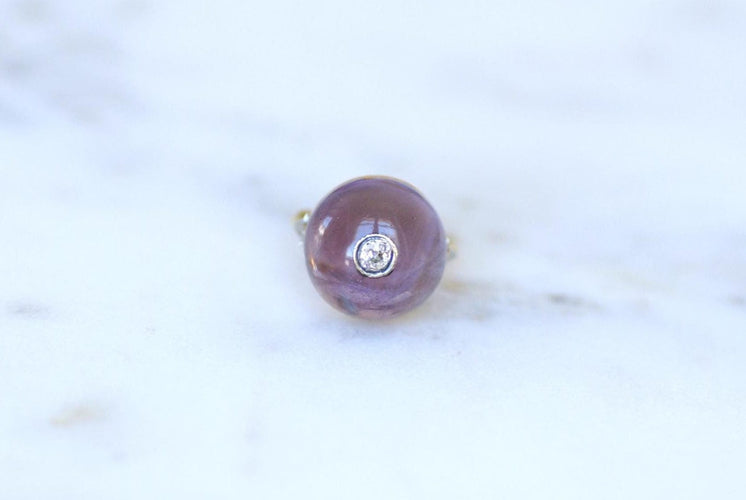 Bague 49.5 Bague Art Déco Cabochon d'Améthyste et Diamant 58 Facettes