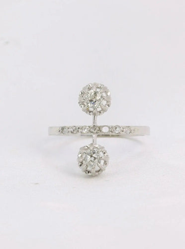 Bague 56 Bague toi et moi or blanc diamants taille ancienne 58 Facettes J190