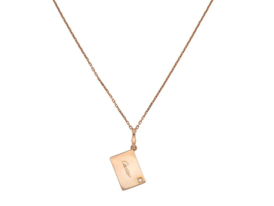 Collier collier pendentif CARTIER enveloppe a secret or rose diamant chaine 58 Facettes 263530