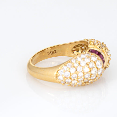 Bague 50 Bague vintage en or jaune avec diamant rubis 1 carat 58 Facettes G12263