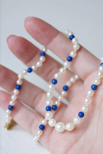 Collier Collier perles de culture et lapis lazuli or jaune 58 Facettes