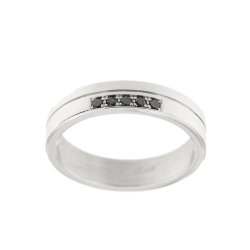 Bague 58 Alliance avec diamants noirs 58 Facettes 28390
