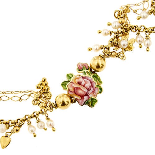 Collier Collier avec fleur en émail et breloques 58 Facettes 37280