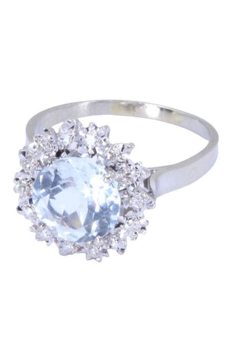 Bague 57 Bague ancienne aigue-marine et diamants 58 Facettes 086791