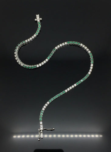 Bracelet Diamants de tennis et tsavorites 58 Facettes