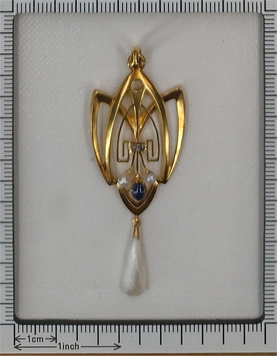 Pendentif Pendentif Art Nouveau avec diamants, saphir et perle rare 58 Facettes 24292-0258