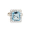 Bague 58 Bague carrée diamant aigue-marine 5,35 ct or blanc vintage 58 Facettes G13366