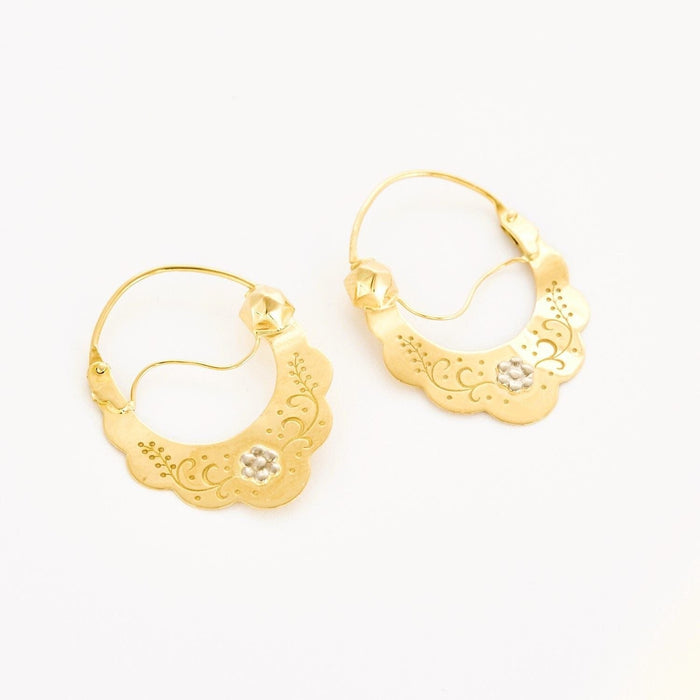 Boucles d'oreilles Boucles d'oreilles créoles savoyardes or jaune et blanc 58 Facettes