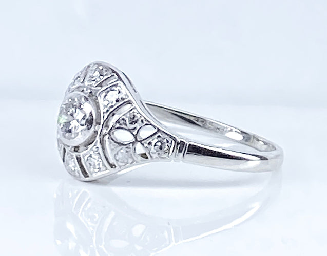 Bague 53 Bague or blanc diamants vers 1900 58 Facettes AB650