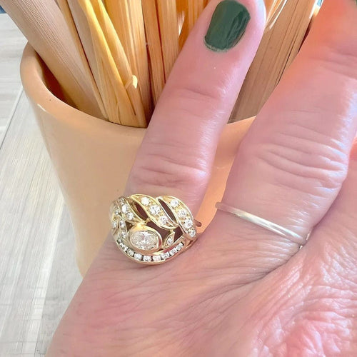 Bague 50.5 Bague vintage or jaune, diamants pour 0,90 carat 58 Facettes AA 1728