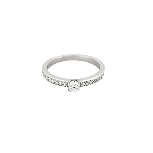 Bague 52,5 Bague solitaire en or blanc et diamants 58 Facettes GU295