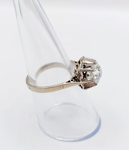 Bague 54 Bague solitaire art déco en or blanc 18k et platine, diamant 1,70 ct 58 Facettes A06509