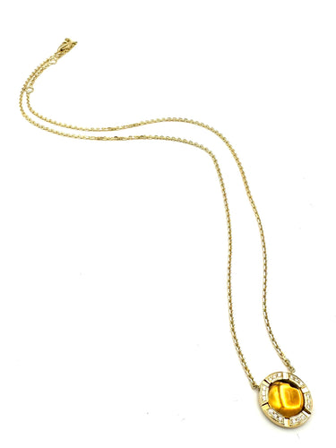 Collier CHAUMET. Collection "Class one croisière", collier or, citrine et diamants 58 Facettes