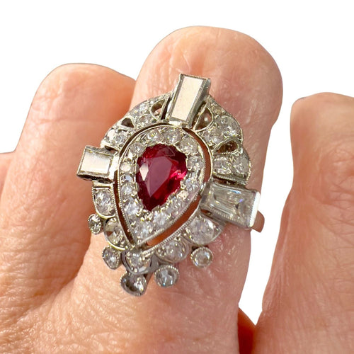 Bague 53 Bague en platine de style ancien avec diamants 58 Facettes Q358B