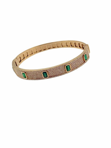 Bracelet Bracelet or jaune avec diamants et émeraudes 58 Facettes