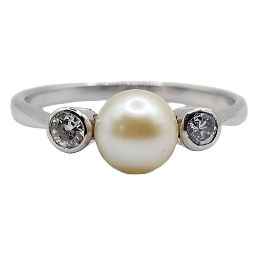 Bague 51 Bague art déco or blanc perle et diamants 58 Facettes A05571