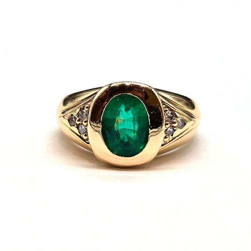 Bague 51 Bague émeraude 1,30 ct en or jaune 18 carats et diamants 58 Facettes BO/260011