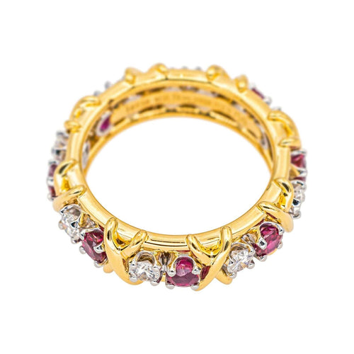Bague 51 Tiffany&Co Bague Sixteen Stone Or jaune, Platine Rubis, Diamant 58 Facettes 4564997CN