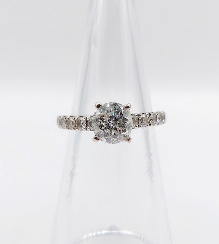 Bague 49 Bague solitaire or blanc diamant de 1,15 carat - certificat 58 Facettes A04032