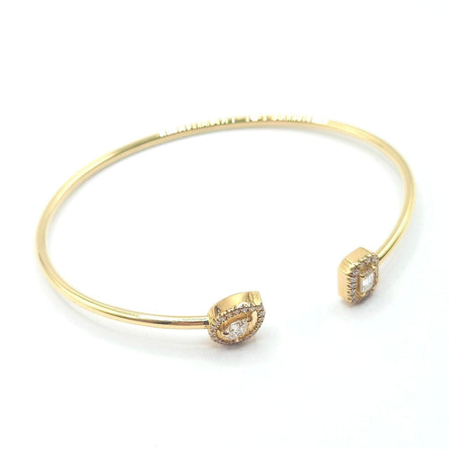 Jonc "toi & moi" or jaune pavage diamants 58 Facettes