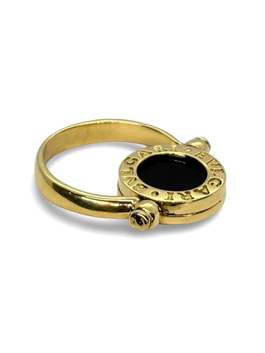 Bague 57 Bulgari - Bague Réversible or jaune nacre et onyx 58 Facettes 895