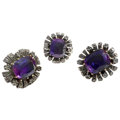 Bague 55 ensemble de bague et boucles d'oreilles en or et argent avec saphirs 58 Facettes Q109B(946)