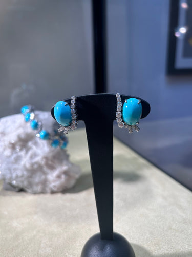 Boucles d'oreilles Bracelet et clips d'oreilles en or et turquoise 58 Facettes 227610
