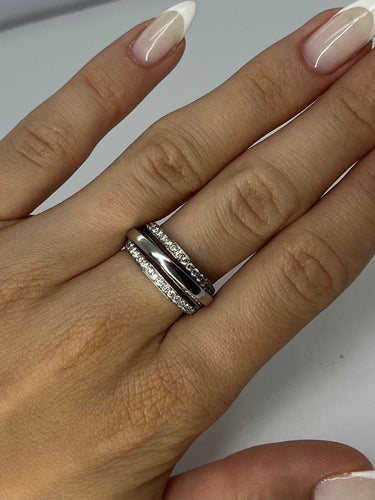 Bague 53 Bague or blanc et diamants 58 Facettes 00069701