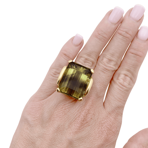 Bague 53 Bague de cocktail, or jaune, quartz bicolore 35 cts. 58 Facettes 34690