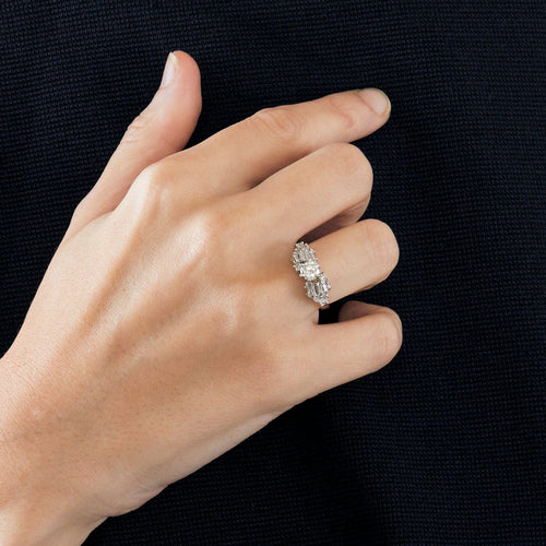 Bague 53 Bague en or gris diamants 58 Facettes ALGU30