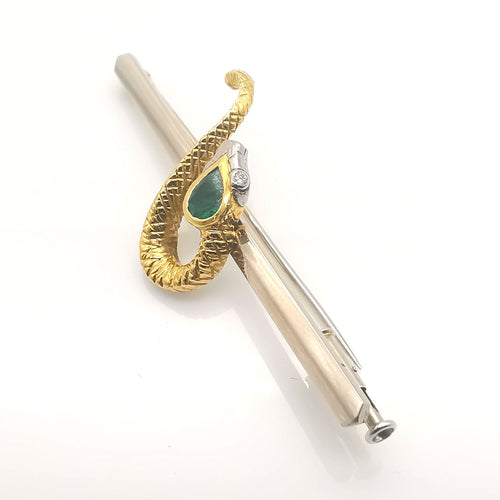 Broche Broche Or jaune et blanc Emeraude et Diamants 58 Facettes